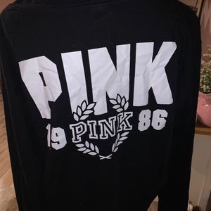 Pink Victoria’s Secret black lightweight hoodie